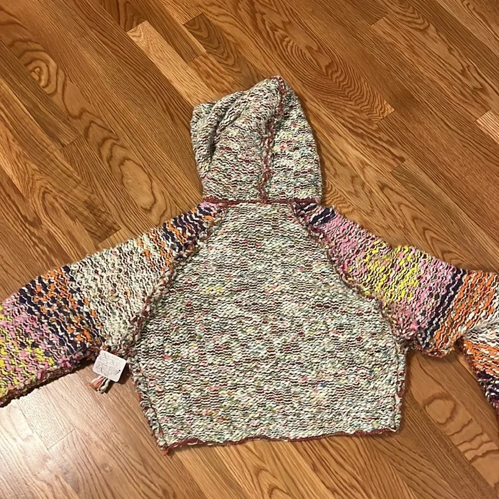 NWT Free People Winter Bright Hoodie in Rainbow Citrus Combo XS